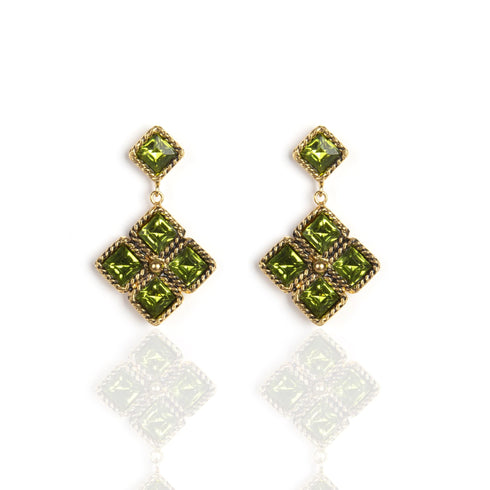 Brigid Seal of Grace Post Earrings Earth Olivine - Gold