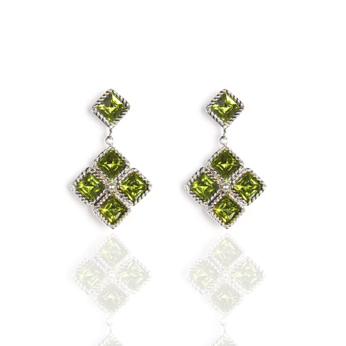 Brigid Seal of Grace Post Earrings Earth Olivine - Silver