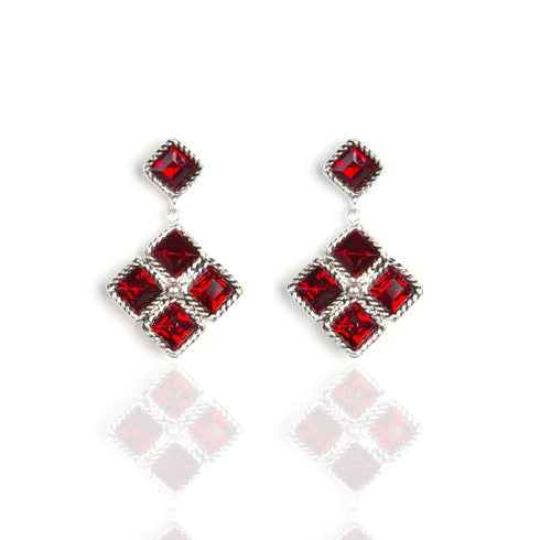 Brigid Seal of Grace Post Earrings Fire Ruby - Silver