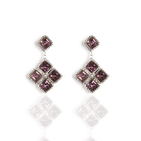 Brigid Seal of Grace Post Earrings Spirit Amethyst - Silver - VSA Designs