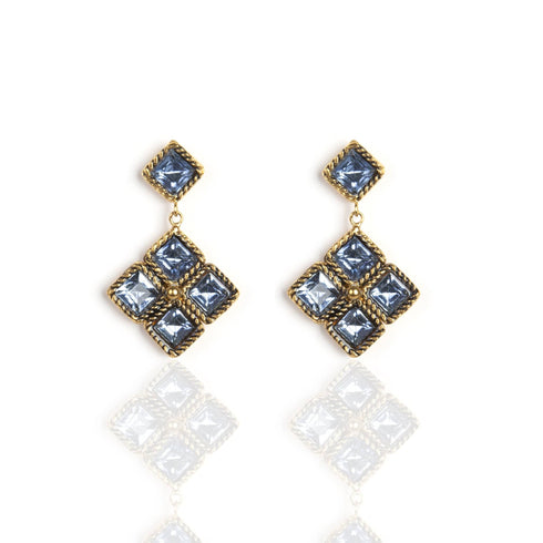 Brigid Seal of Grace Post Earrings Water Lt Sapphire - Gold