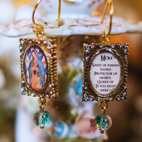 Scapular Earrings For Mom - Silver