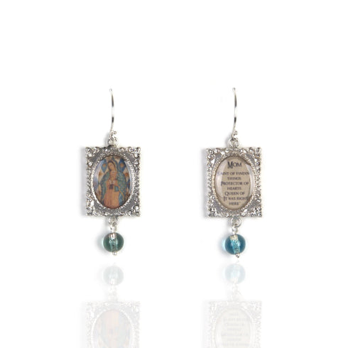 Scapular Earrings For Mom - Silver