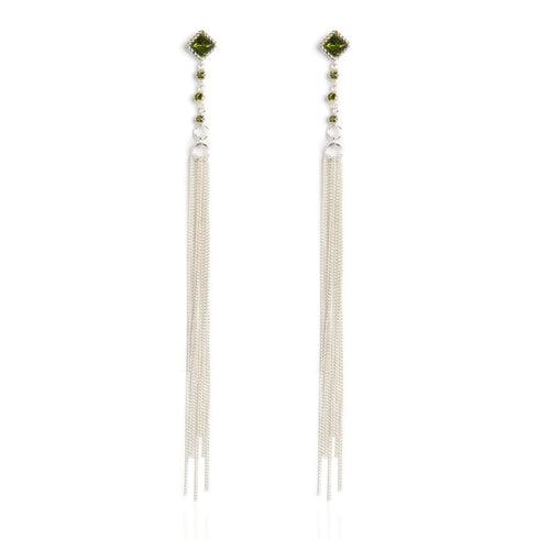 Brigid Serenity Post Earrings Earth Olivine - Silver - VSA Designs