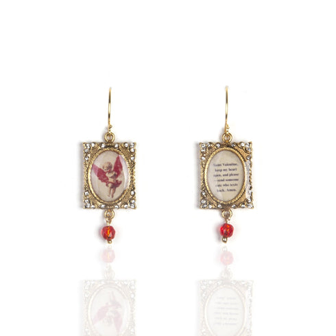 Scapular Earrings of Saint Valentine - Gold - VSA Designs