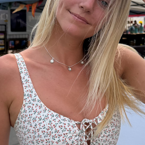 3 Crystal Drop Necklace - Gold
