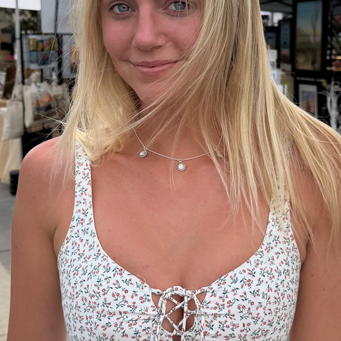 3 Crystal Drop Necklace - Gold