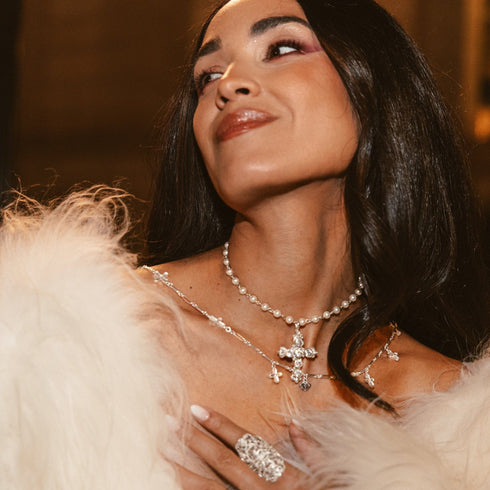 Iconic 6mm Cream Pearl Choker with All Medallions - VSA Designs