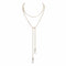 Peace Cross Beaded Lariat Cream Pearl - VSA Designs