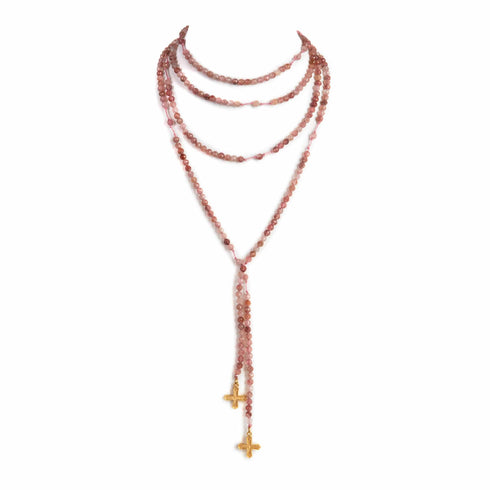 Peace Cross Lariat Beaded with String