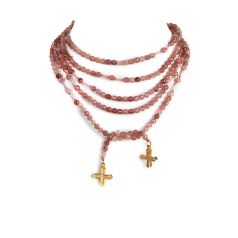 Peace Cross Lariat Beaded with String