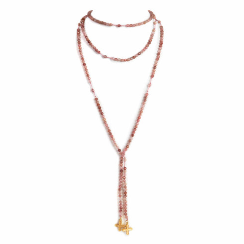 Peace Cross Lariat Beaded with String