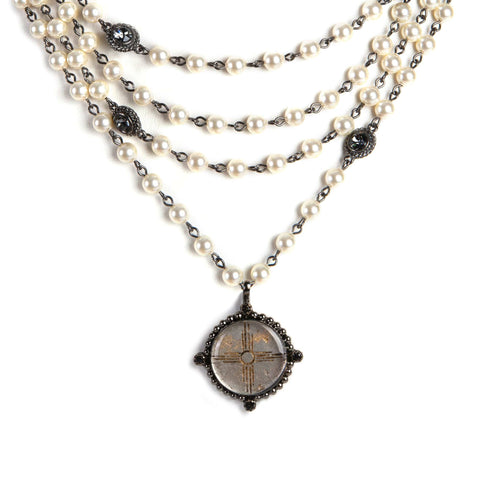 Magdalena - 6mm Pearl Cream with All Medallions Gunmetal