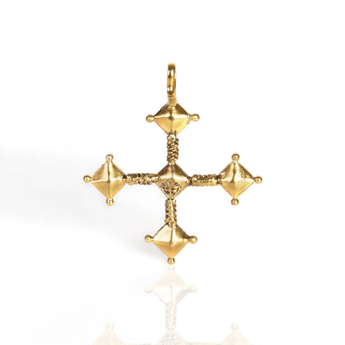 Brigid Cross Medallion Water Lt Sapphire - Gold - VSA Designs