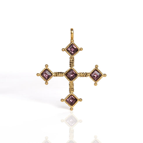 Brigid Cross Medallion Spirit Amethyst - Gold