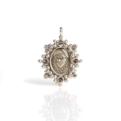 Oval Cloister Sacred Heart Medallion - Silver - VSA Designs