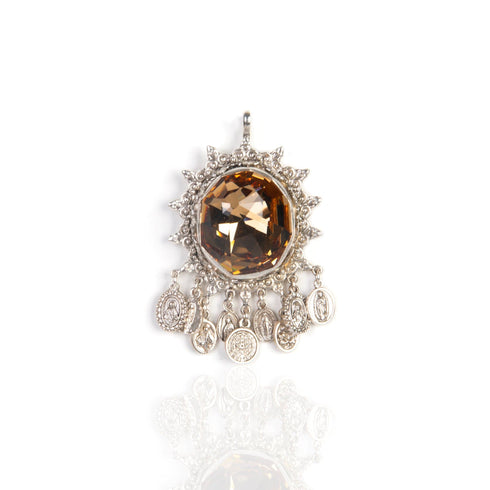 Tribal Crystal Medallion - Silver - VSA Designs