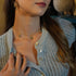 3 Crystal Drop Necklace Blue - Gold