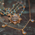 3 Crystal Drop Necklace Blue - Gold