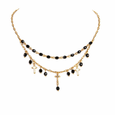 Esme Necklace Jet - Gold