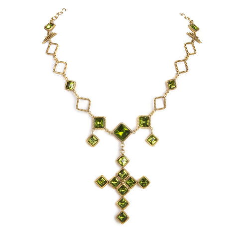 Brigid Imbolc Cross Choker Earth Olivine - Gold - VSA Designs