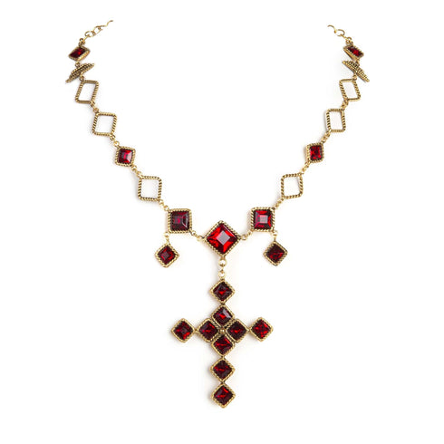 Imbolc Cross Choker Fire Ruby - Gold
