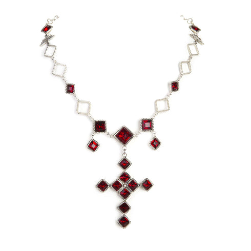 Imbolc Cross Choker Fire Ruby - Silver