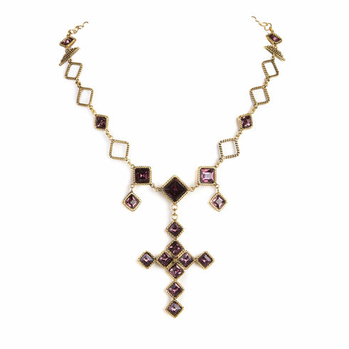 Brigid Imbolc Cross Choker Spirit Amethyst - Gold