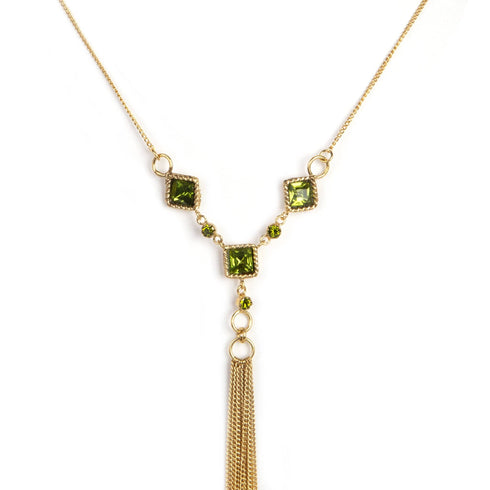 Brigid Serenity Chain Necklace Earth Olivine - Gold