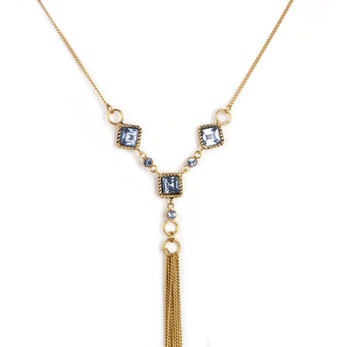 Brigid Serenity Chain Necklace Water Lt Sapphire - Gold - VSA Designs