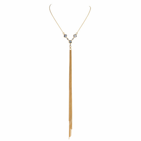 Brigid Serenity Chain Necklace Water Lt Sapphire - Gold - VSA Designs