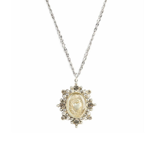 Oval Cloister Sacred Heart Charm Necklace - VSA Designs