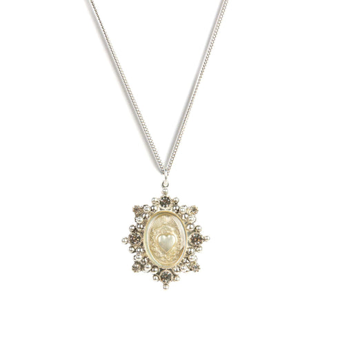 Oval Cloister Sacred Heart Charm Necklace - VSA Designs