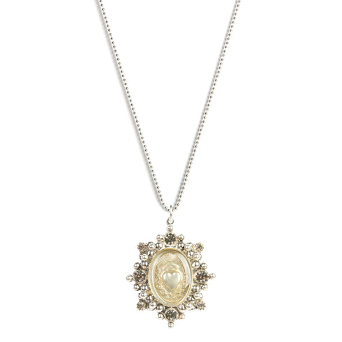 Oval Cloister Sacred Heart Charm Necklace - VSA Designs