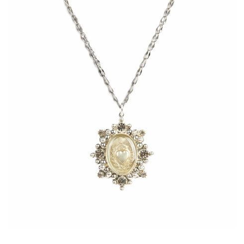 Oval Cloister Sacred Heart Charm Necklace - VSA Designs