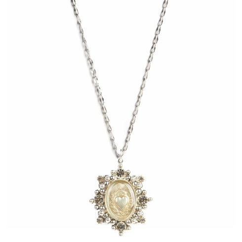 Oval Cloister Sacred Heart Charm Necklace - VSA Designs