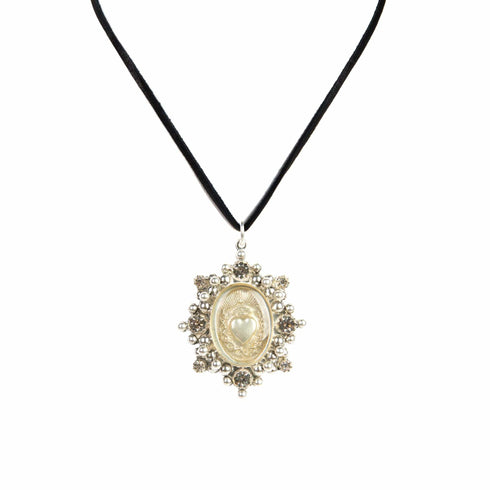 Oval Cloister Sacred Heart Charm Necklace - VSA Designs