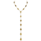 A gold-toned Y-shaped necklace featuring multiple elongated oval links with textured, carved details, displayed against a solid white background.