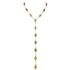 A gold-toned Y-shaped necklace featuring multiple elongated oval links with textured, carved details, displayed against a solid white background.