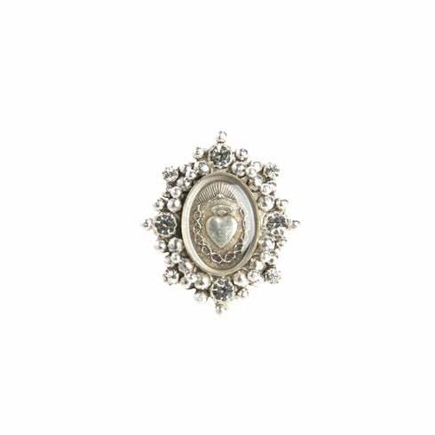 Oval Cloister Sacred Heart Ring - Silver - VSA Designs