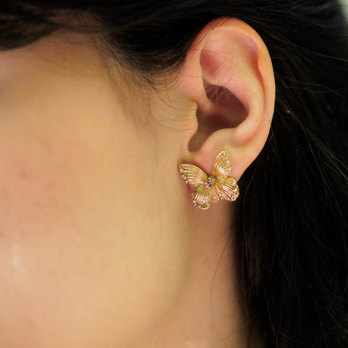 Butterfly Post Earrings - Gold