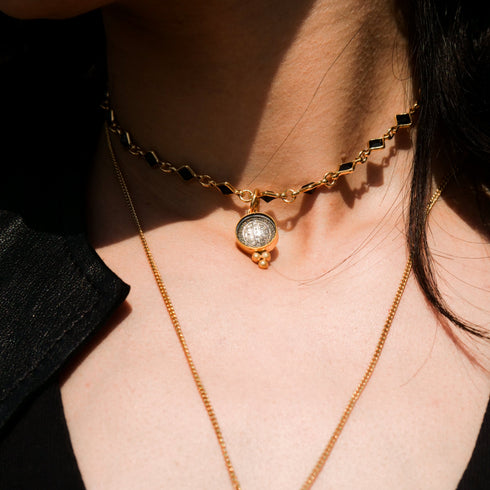 Piccolo Crystal Choker Jet - Gold