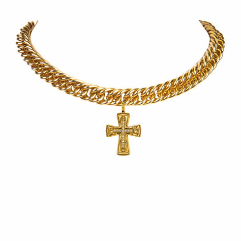 Iconic Chain Choker with Rebel Cross - Gold