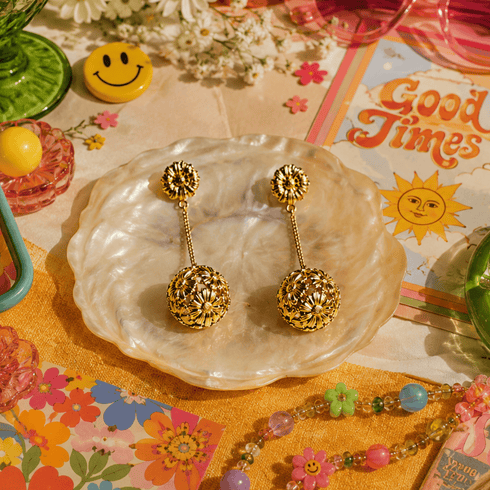 Daisy Darling Drop Earrings - Gold