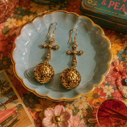 Daisy Darling Cross Earrings - Gold