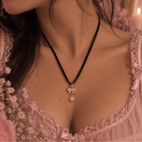 Pink At Heart Charm Necklace - Gold