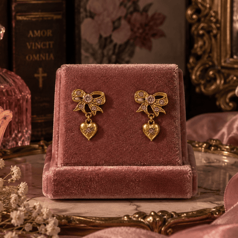 Pink At Heart Earrings - Gold