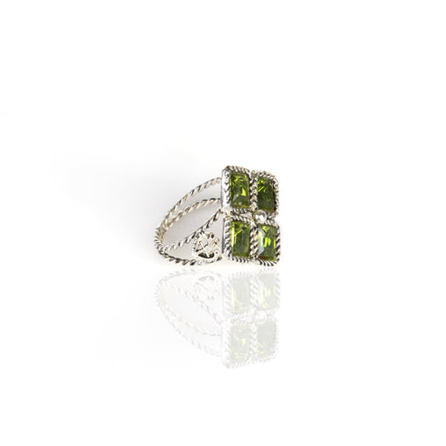 Brigid Seal of Grace Ring Earth Olivine - Silver