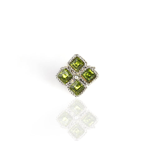 Brigid Seal of Grace Ring Earth Olivine - Silver