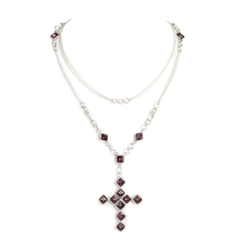 Brigid Cross of Kildare Chain Rosary Spirit Amethyst - Silver